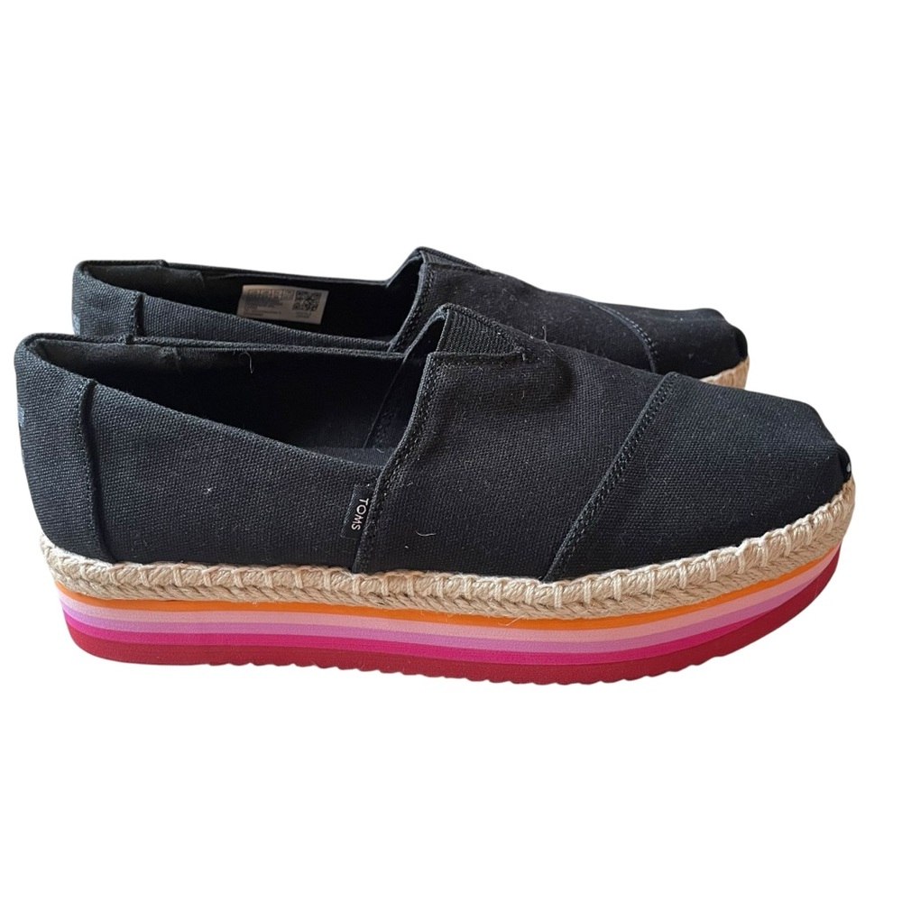 Toms Alp Platform Rope High Black Espadrilles Size 7.5 - Picture 1 of 10